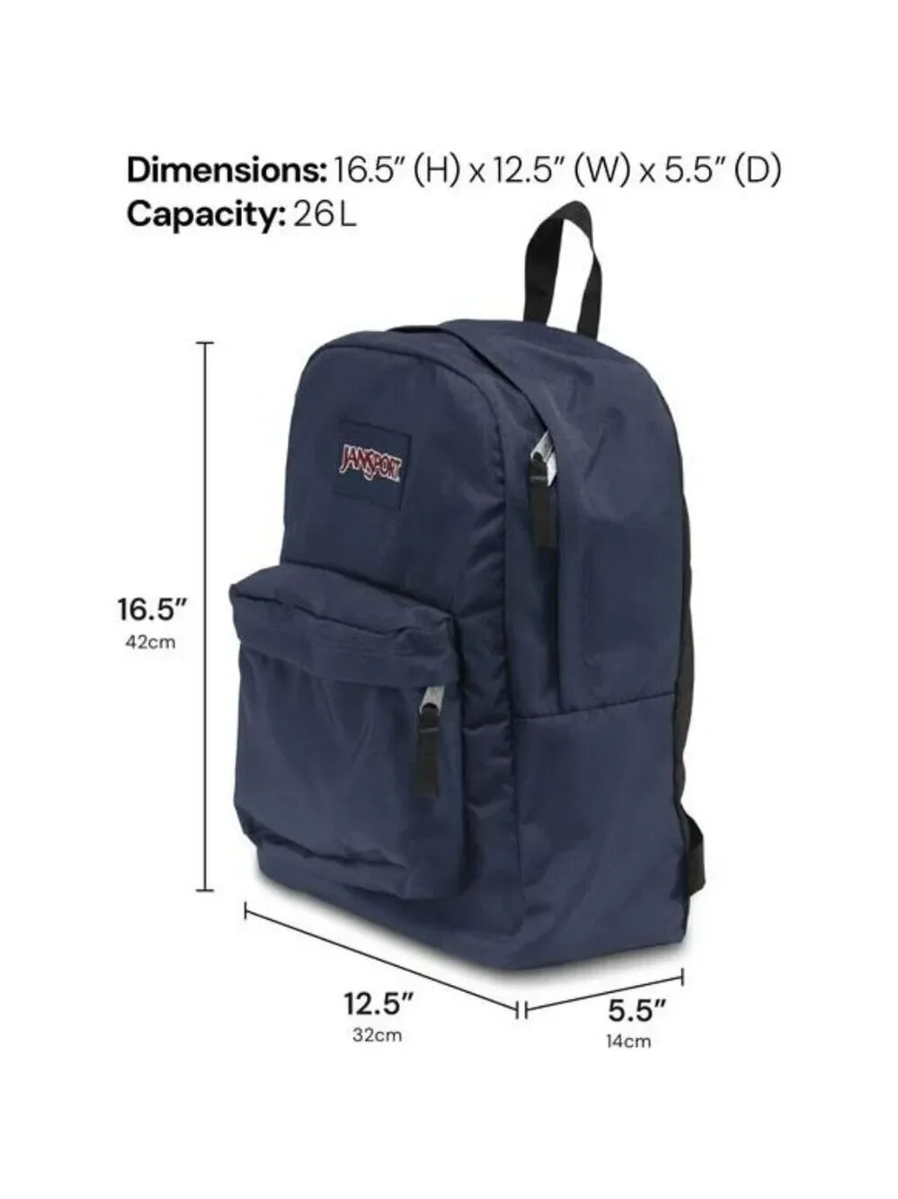 JanSport SuperBreak Backpack Black Lightweight Durable School Travel Bookbag